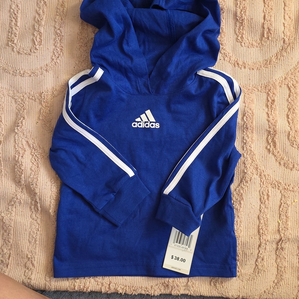 Adidas Royal Blue Kids Hoodie with White Accents, 12M, NWT
